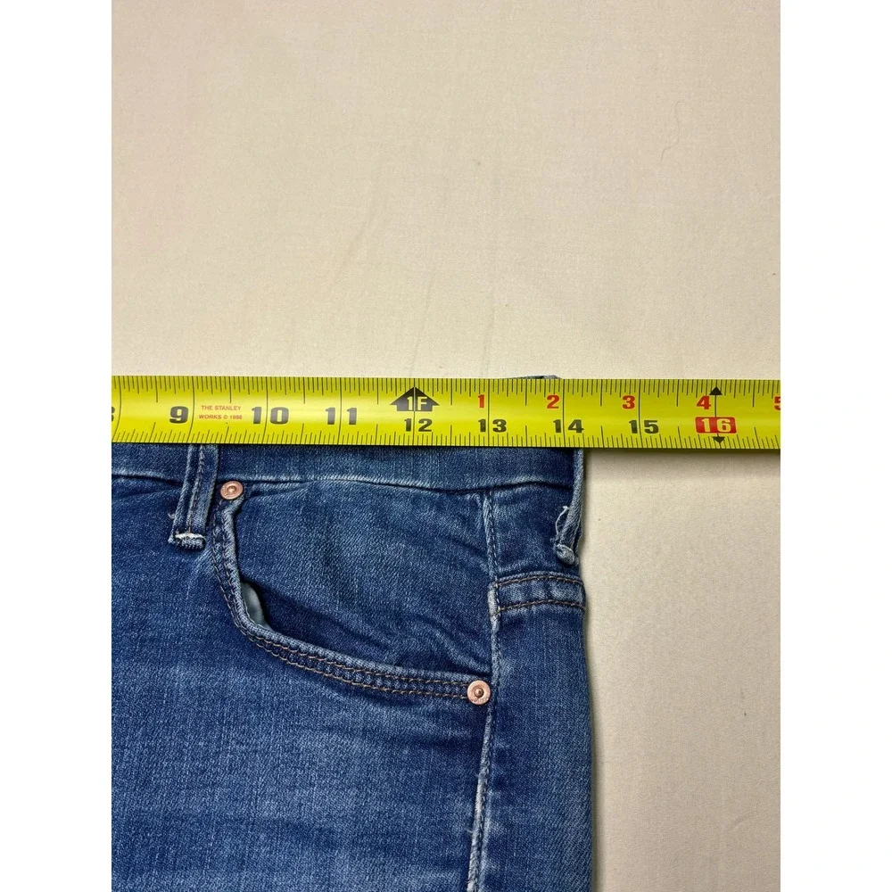 MOTHER High Waisted Looker Ankle Fray Jeans Goin' For Gold Blue Women Size 27X29